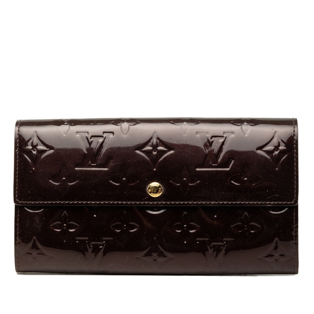 Louis Vuitton Monogram Vernis Portefeuille Sarah Long Wallet M93524 Amarante ...